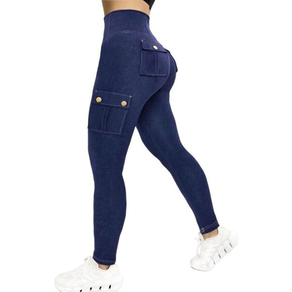 Pants - Women's High Waisted Jeggings Cotton Blend Tummy Control Cargo Pockets